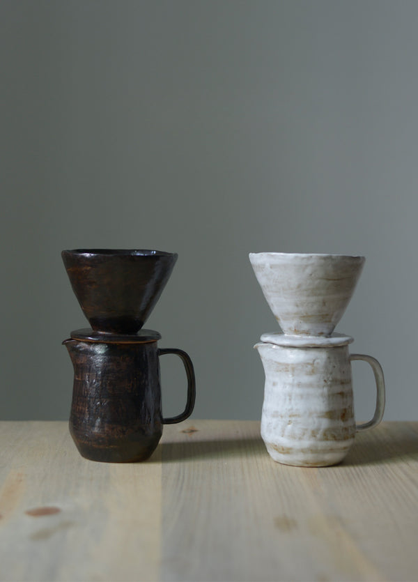 Set for manual filter coffee in stoneware, handmade by Chinese artisans