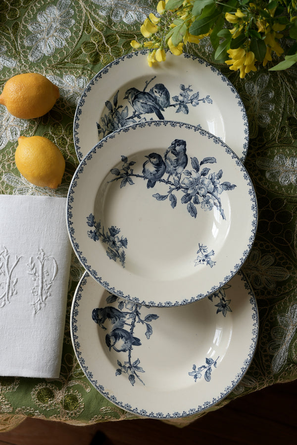 3 assiettes creuses Sarreguemines Favori Bleu